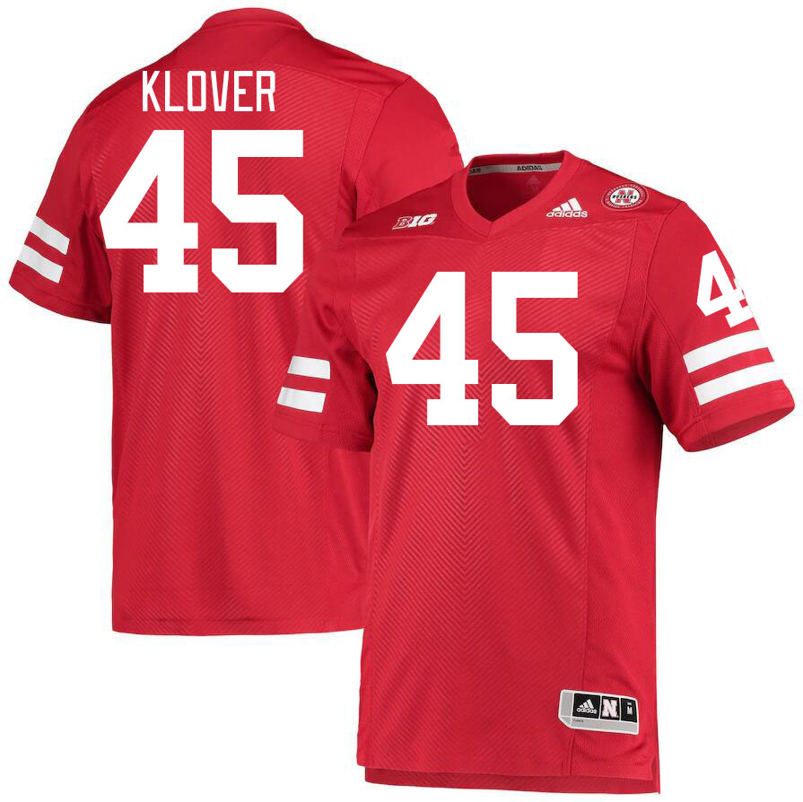 Men #45 Braden Klover Nebraska Cornhuskers College Football Jerseys Stitched Sale-Red